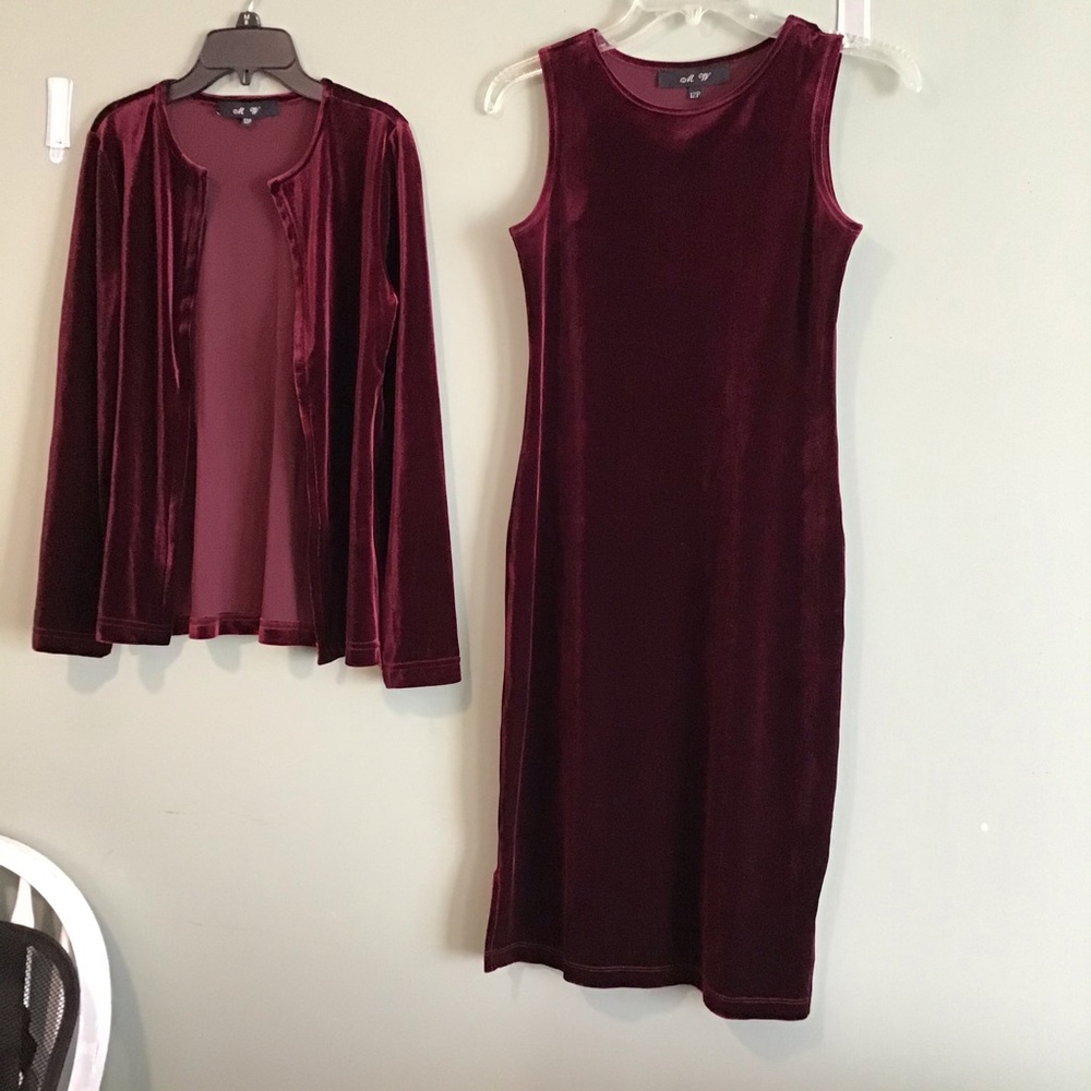 M W Velvet two piece vintage dress set Size 12P